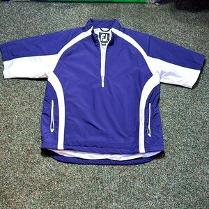 FootJoy Mens Jacket Blue Colorblock 1/2 Zip Anorak Nylon Windbreaker